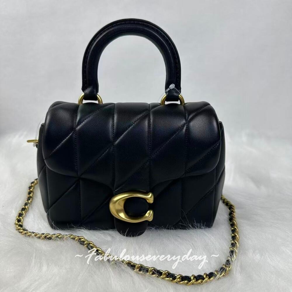 Coach Tabby Top Handle Bag With Quilting In Leather/Brass/Black CCC12 NWT